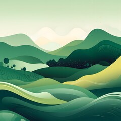 A green mountain landscape with a winding road