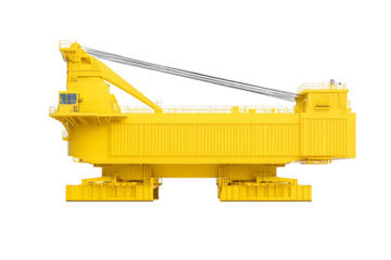 Giant Yellow Crane Lifts Heavy Loads Efficiently on Transparent Background