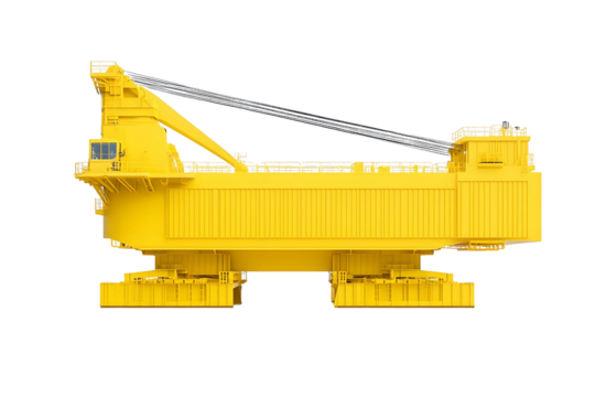 Giant Yellow Crane Lifts Heavy Loads Efficiently on Transparent Background