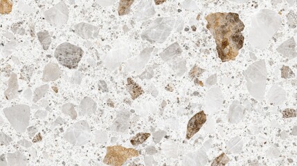 Elegant terrazzo texture background with a mix of white and brown aggregate pieces for designs