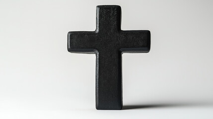 Obraz premium Black cross on a plain white studio background, minimalistic style