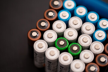 Set of batteries used in electronic devices.