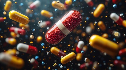 Abstract Representation of Medication: A Cascade of Colorful Capsules