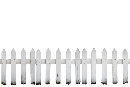White Picket Fence on Transparent Background Kaos Design