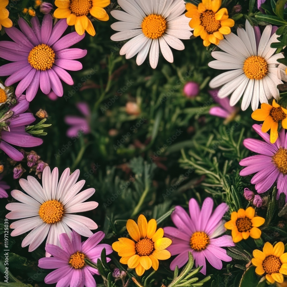 Leinwandbilder colorful flower arrangement in a garden setting providing ample space for text or design elements. g