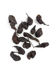 Dried fruit on white background, dried pear, ugly fruit, spoiled fruit, dried fruit on background