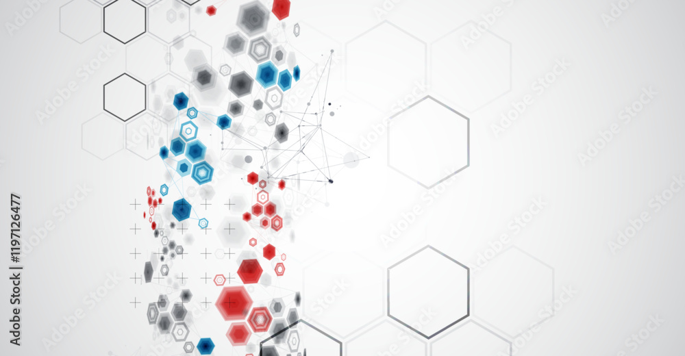 Aufkleber abstract hexagon background with plexus effect for design works. vector.
