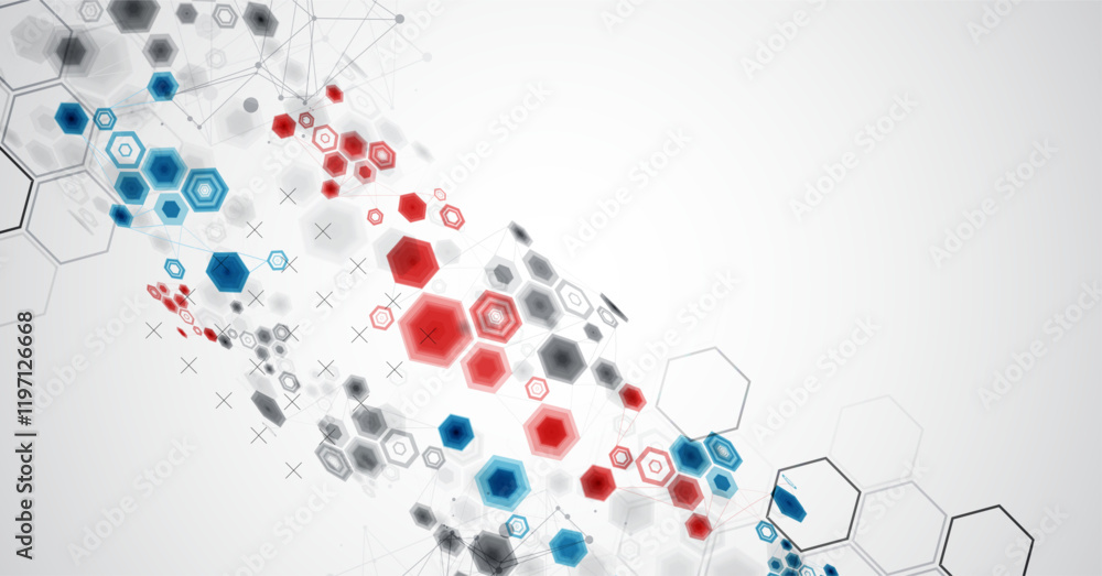 Aufkleber Abstract hexagon background with plexus effect for design works. Vector.