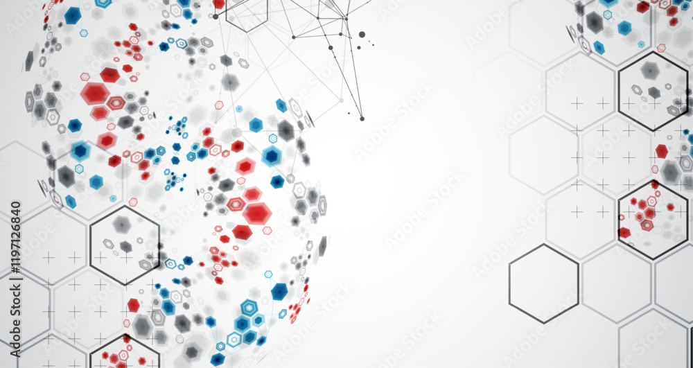 Aufkleber Abstract hexagon background with plexus effect for design works. Vector.