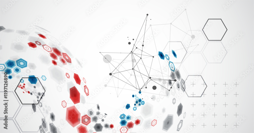 Aufkleber Abstract hexagon background with plexus effect for design works. Vector.