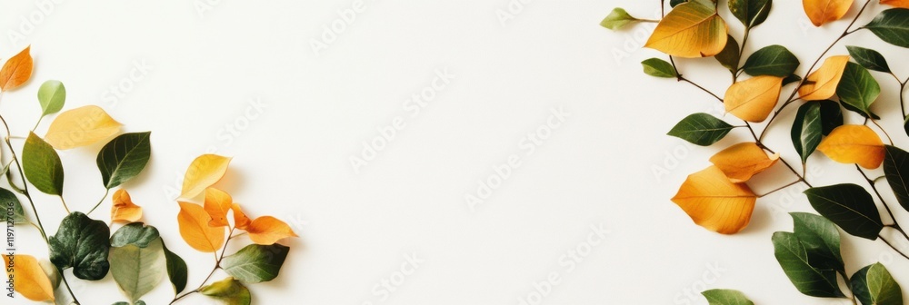 Poster creative space for customization with autumn leaves arranged on a blank background for text placemen