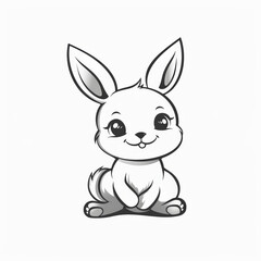 Obraz premium Cute Bunny Logo in Flat Vector Outline Design for Creative Projects