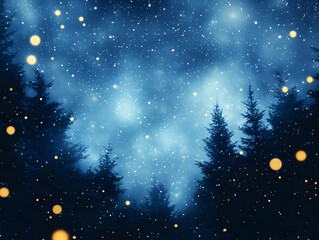 Fototapeta premium Winter Forest Night Abstract Background