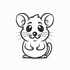Fototapeta premium Cute Rat Vector Logo Design With Black and White Outline