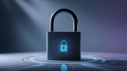 Cybersecurity: A digital padlock stands guard, its glowing binary code a testament to robust data protection.