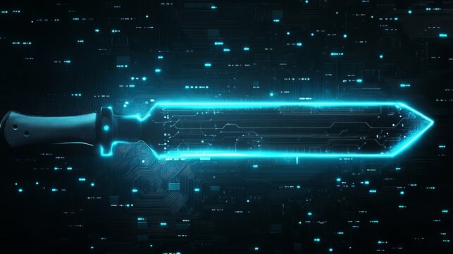 Futuristic Digital Sword: Abstract Blue Technology Background