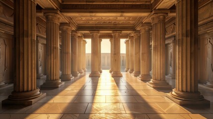 Ancient greek architecture with pillars and a classical interior