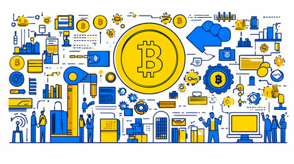 Obraz premium Bitcoin Mining Illustration: Cryptocurrency Technology