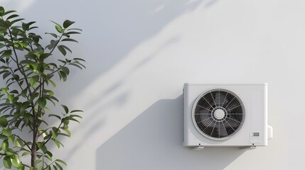 Naklejka premium A white air conditioner with a fan on it