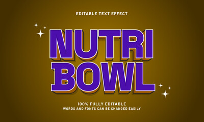 nutri bowl cartoon editable text effect