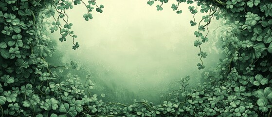 Enchanting irish folklore theme with sketched fairy rings and ancient clover patterns for magical background design