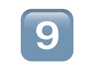 Shinny gradient blue keycap white digit nine icon button