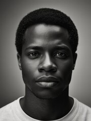 African-American male model black and white photo