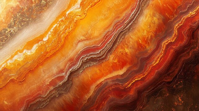 Close-up of vibrant orange and red agate stone texture.