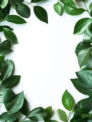 Naklejka premium Create custom designs with a green leaf border and ample space for text invitations or quotes in various creative projects. Generative AI