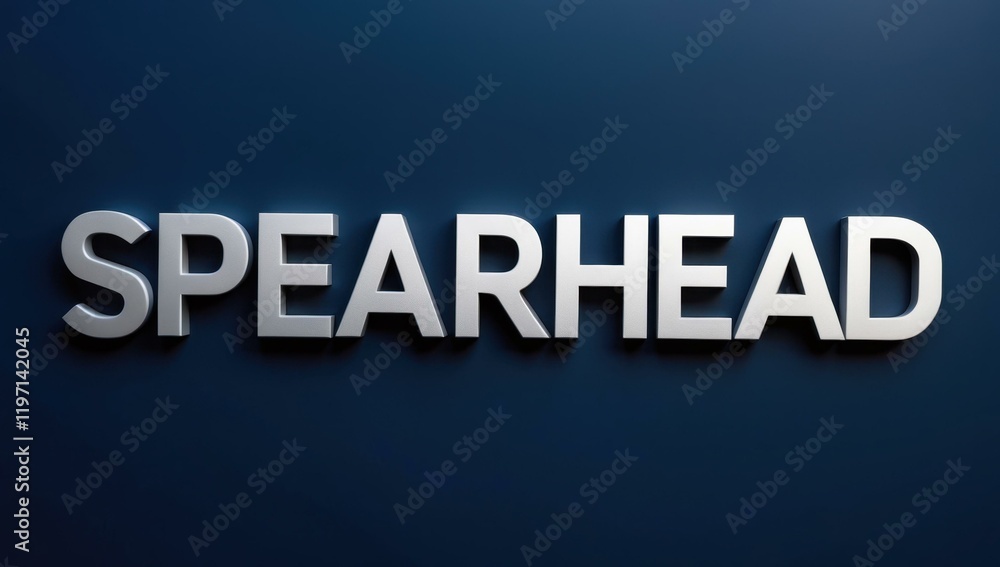 Poster spearhead text title in center and weld join link layer bind unite in navy silver white colors