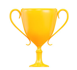 3d realistic yellow trophy cup. Stock vector illustration on isolated background.	