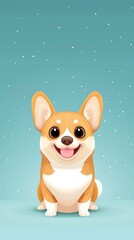 Youthful dog with a charming smile and captivating eyes, Cheerful Corgi with Charming Smile Against Blue Background