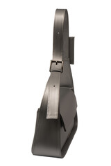 Silver women leather bag isolated on a white background.