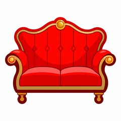 red sofa isolated on white background