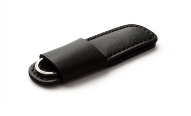 Sleek Black Leather Keychain Holder