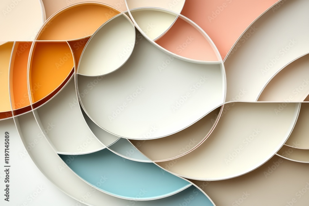 Poster colorful abstract shapes create a harmonious blend of curves and layers in a modern artistic design