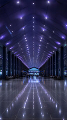 Nighttime Airport Concourse Illustration