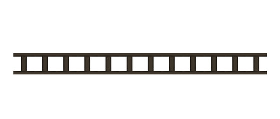 Rrailway tracks or video film, from above. On isolated transparent background. You can increase the length of a photo by placing copies of the photo next to each other.