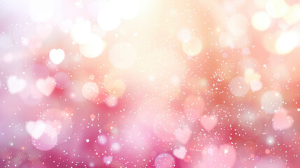 Soft pink and white bokeh background with heart shapes, creating romantic and dreamy atmosphere, perfect for celebrations and love themed events
