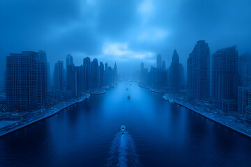 Obraz premium Blue Cityscape Illustration