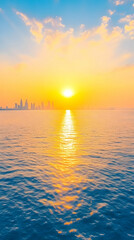Obraz premium Golden Sunset Cityscape Illustration