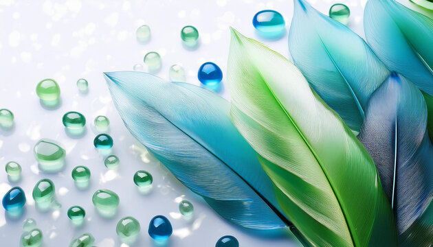 Transparent bluegreen leaf background