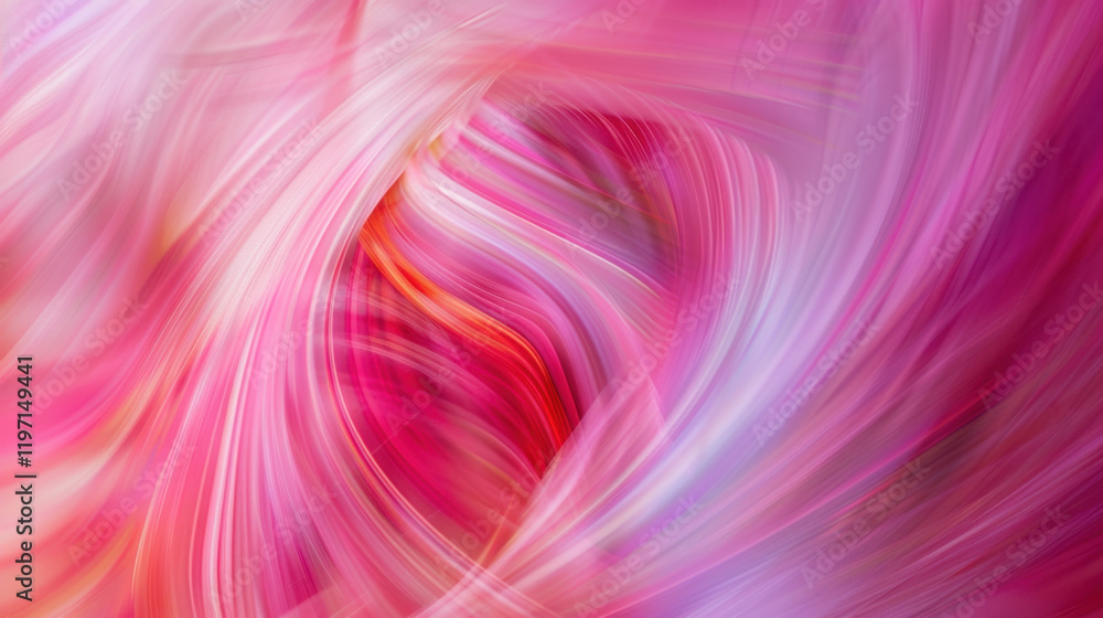 Poster abstract pink swirl pattern with flowing lines and vibrant colors, creating sense of movement and en