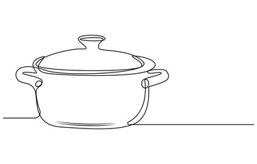Continuous one line drawing of big pan