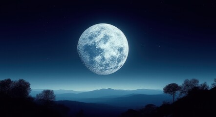 Fototapeta premium Lunar Elegance: Craters Under the Starlit Sky.