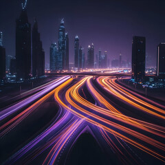 Fototapeta premium Night Cityscape Lights Trails