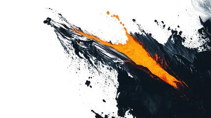 Molten Lava Flow Splash on Transparent Background