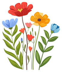 PNG Colorful flowers art asteraceae graphics.