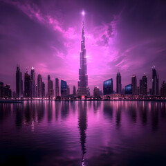 Obraz premium Purple Cityscape Illustration