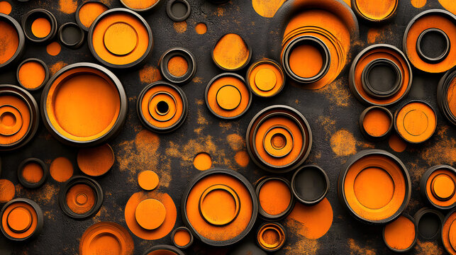 A hypnotic abstract design featuring circular and spiral shapes in bright, pulsating colors 